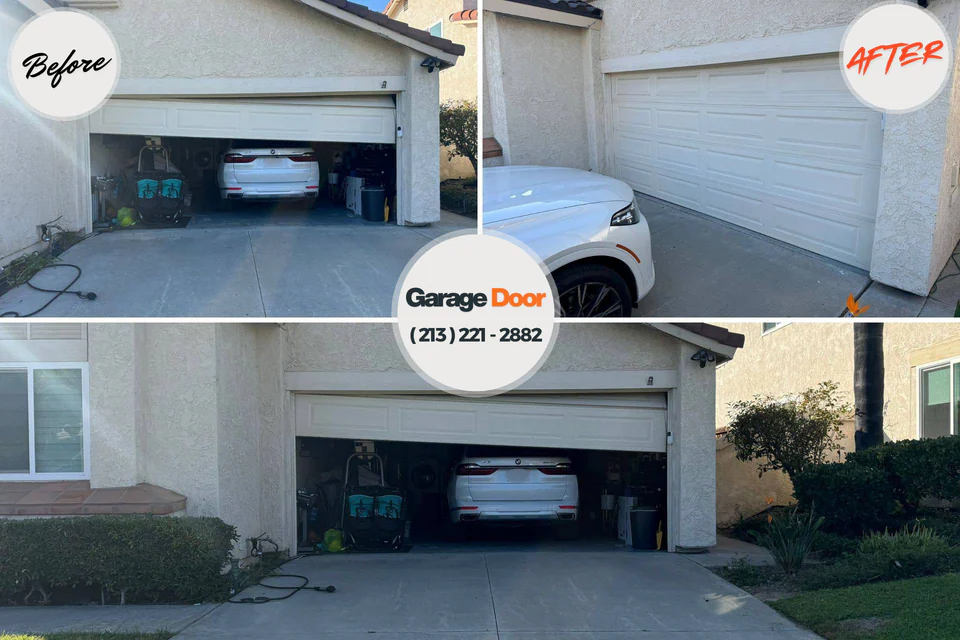 Before and after: garage door repair Kirtland AFB, NM